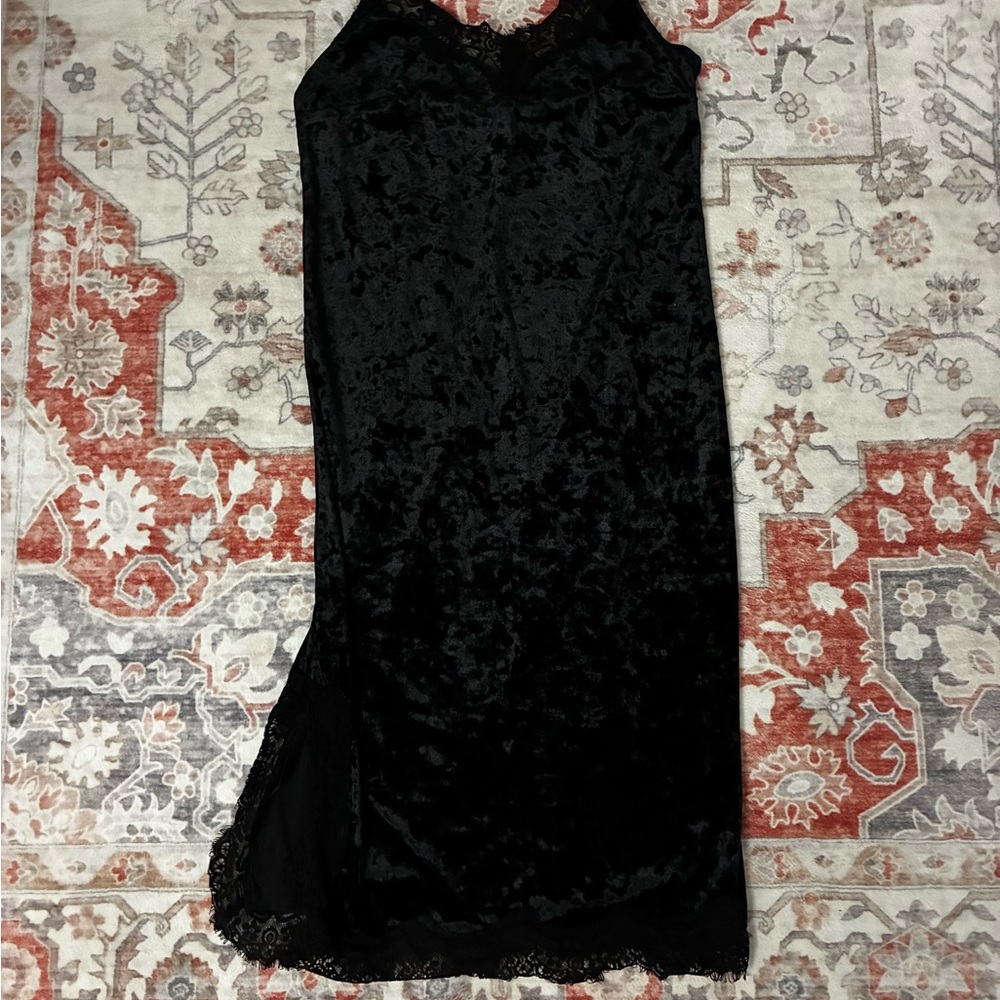Divided Black Velvet Dress